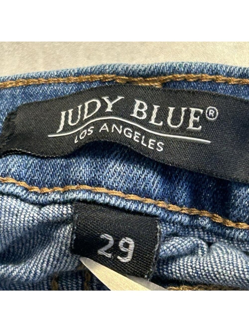 Judy Blue Shorts Womens 29 Blue Denim Distressed Cut Off Cuffed Hem Stretch - Picture 4 of 9